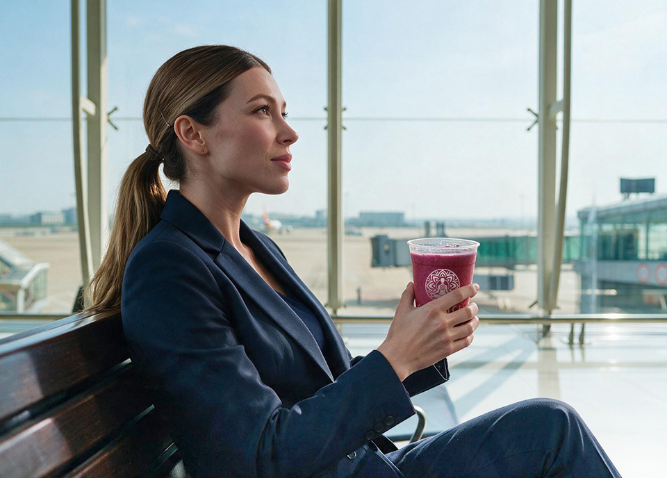Samatchi_Woman_sitting_in_the_airport_with_smoothie